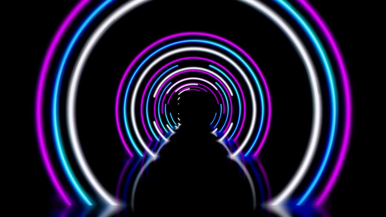 Neon-Hintergrund mit schwebenden Elementen