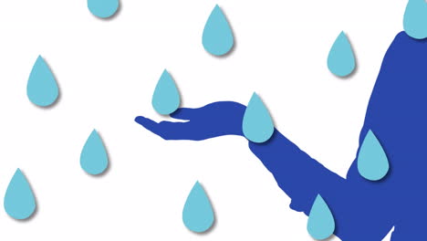 animation of rain drops falling over blue woman's silhouette