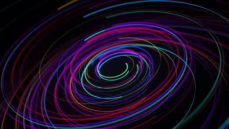 líneas de color o rayas girando en espiral vuelan a lo largo de la trayectoria giratoria. diseño de movimiento bg de partículas que forman líneas o senderos, hélice y estructuras abstractas. render 3d