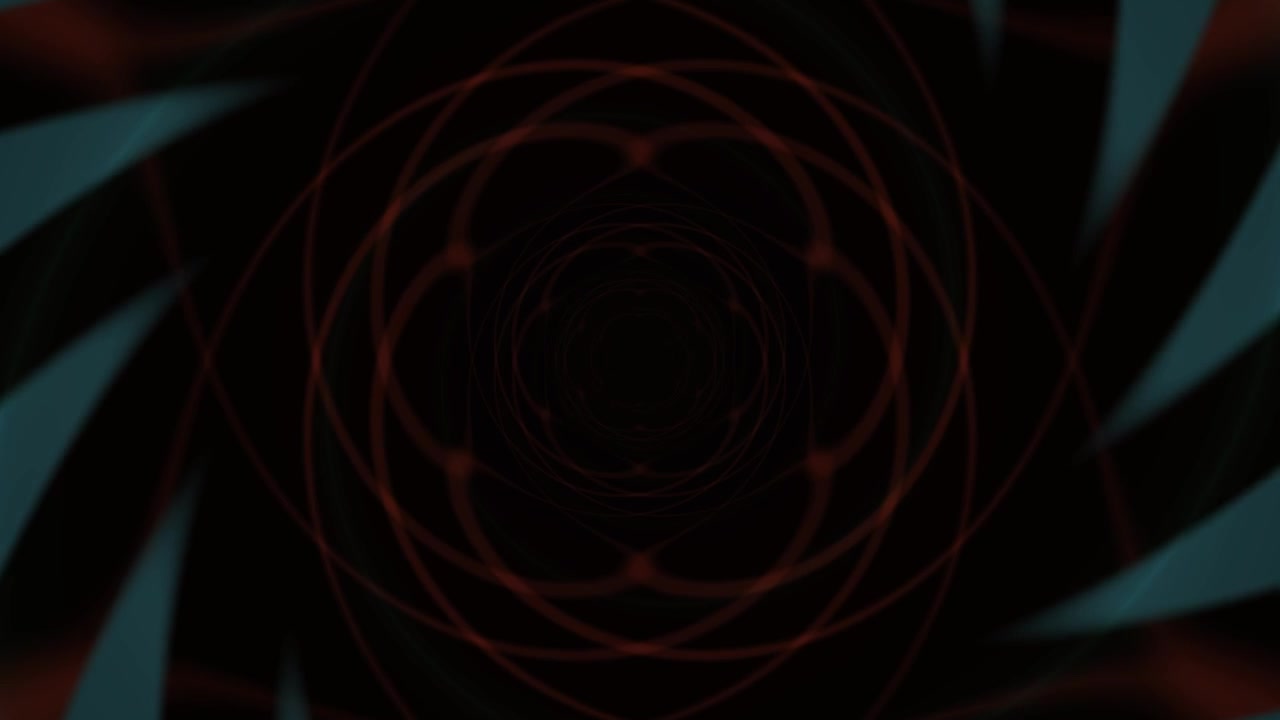 Túnel Espiral Giratório Abstrato com Padrões de Luz Vermelha e Azul-petróleo