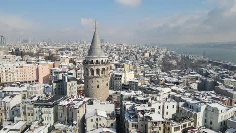 galata tower in the winter time