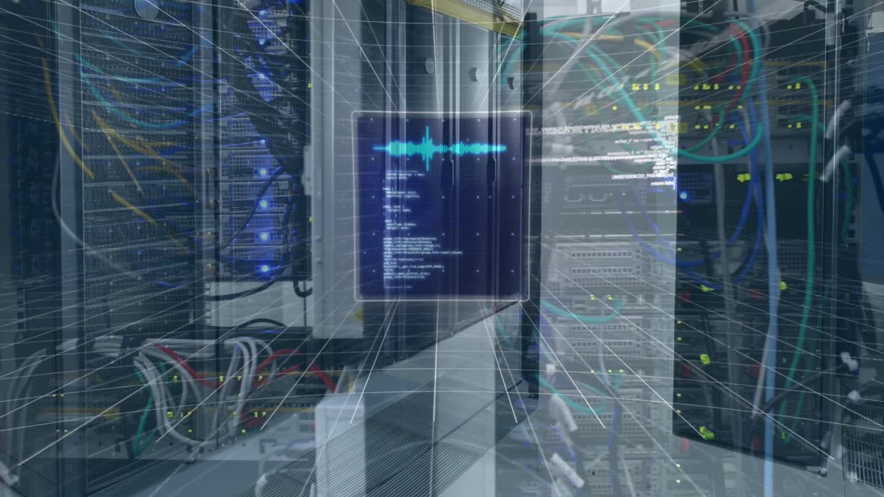 Animation of data processing over server room