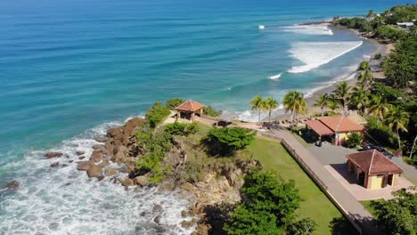 Aerial-Footage-of-a-park-near-a-beach