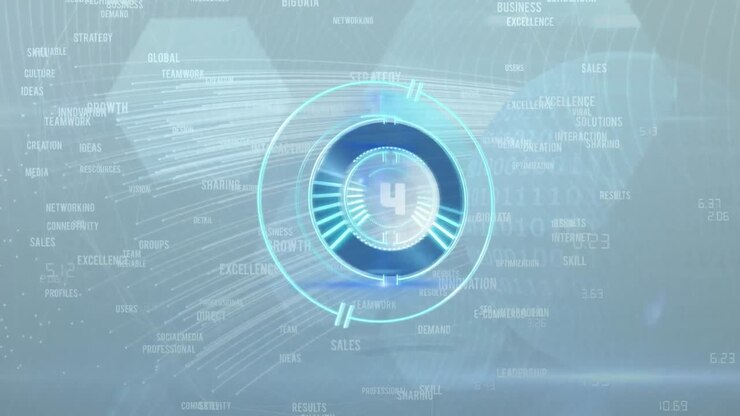 Animation of data processing over scope with countdown