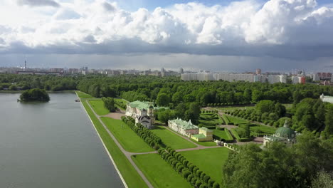 flying over a parkland in classic style