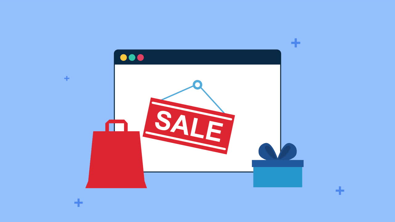 판매 라벨과 선물 전자 상거래를 가진 웹 페이지