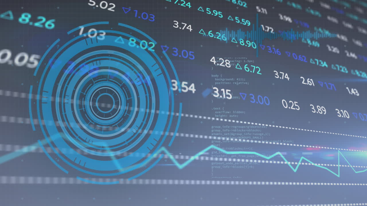 animación del escaneo del alcance sobre el procesamiento de datos financieros sobre un fondo negro