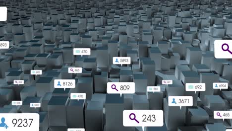 animación del procesamiento de datos de las redes sociales sobre un patrón abstracto