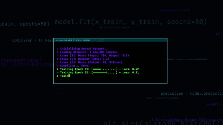 Machine Learning Neural Network Training Process in Terminal
