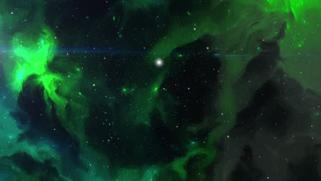 green nebula in the dark space of the star-studded universe, cosmos