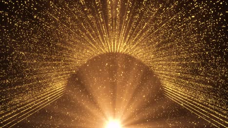 4k gold particles awards motion graphics loop backgrond. luxurious gold particles moving stripes are rising.