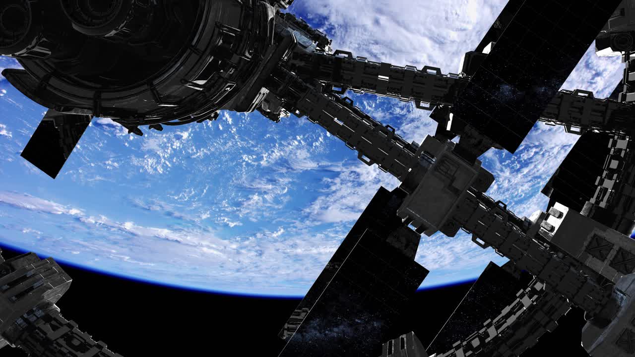 지구 위 에 있는 우주 공간 에 있는 국제 우주 정거장