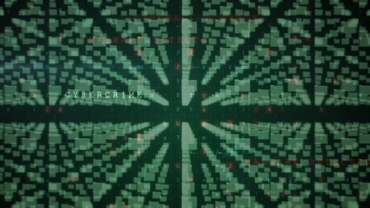 Animation of security padlock and data processing over black background