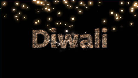 Animation-of-diwali-text,-glowing-stars-and-fireworks