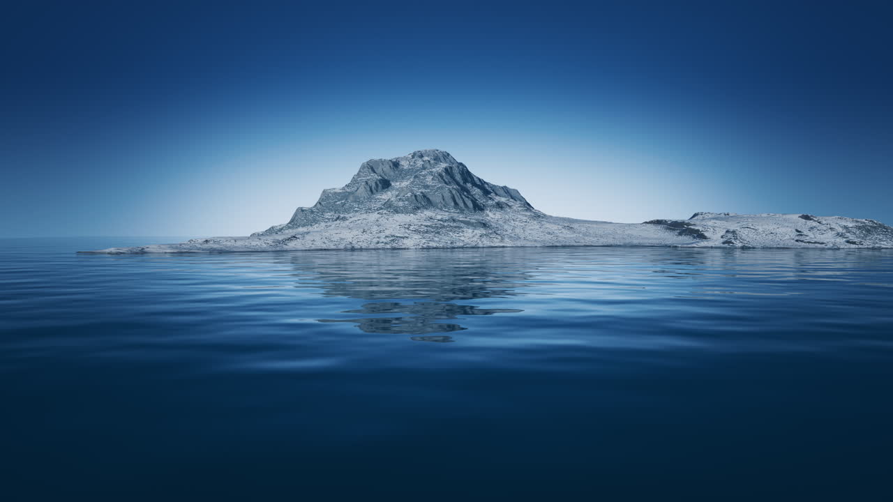 호수와 눈의 산, 3d 렌더링