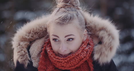 freezing tourist in forest in winter 1