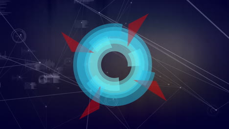 animación del escaneo del alcance y las redes de conexiones sobre fondo azul