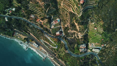 coastal mountain terraces aerial view