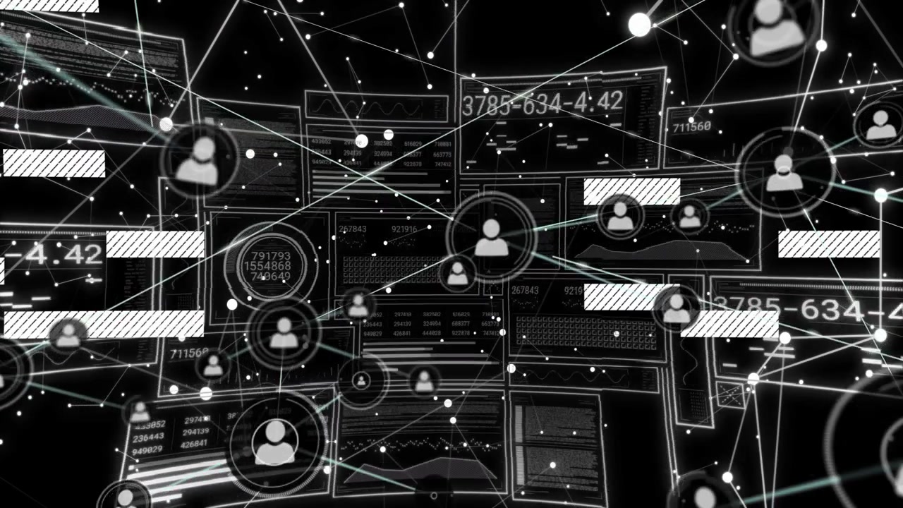 Central knude udsender datapuls, der får knuder til at danne forbindelser og visualisere et teknologinetværk