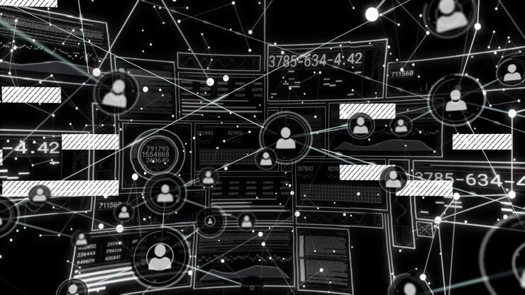 Nodo centrale che emette un impulso di dati, facendo sì che i nodi formino collegamenti e visualizzando una rete tecnologica
