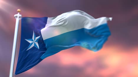 flag of dallas at sunset, county of the state of texas, in united states - loop