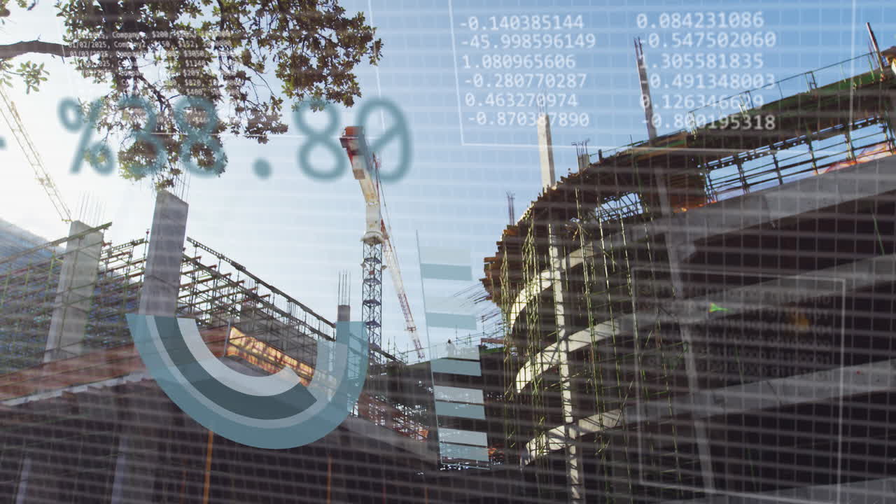 Animation of data processing over construction site