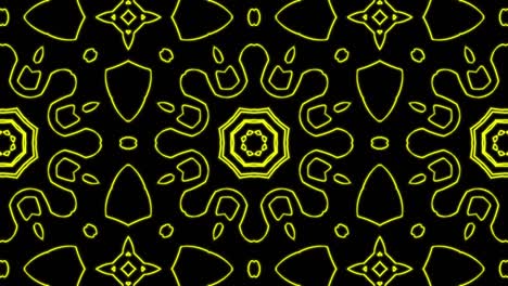 fondo de patrón geometrico sin costuras amarillo abstracto. rayas abstractas bucle de caleidoscopio. rápido psicodélico colorido kaleidoscopio vj fondo. discoteca fondo de movimiento abstracto. efecto caleidoscope