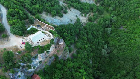 saint anna orthodox stone church north greece agia anna waterfall dried water cascade aerial drone