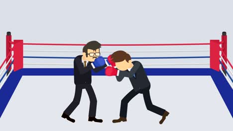 business man battle in boxing gloves. business competition concept. loop illustration in flat style.