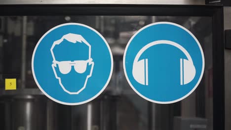 safety signs: eye and ear protection