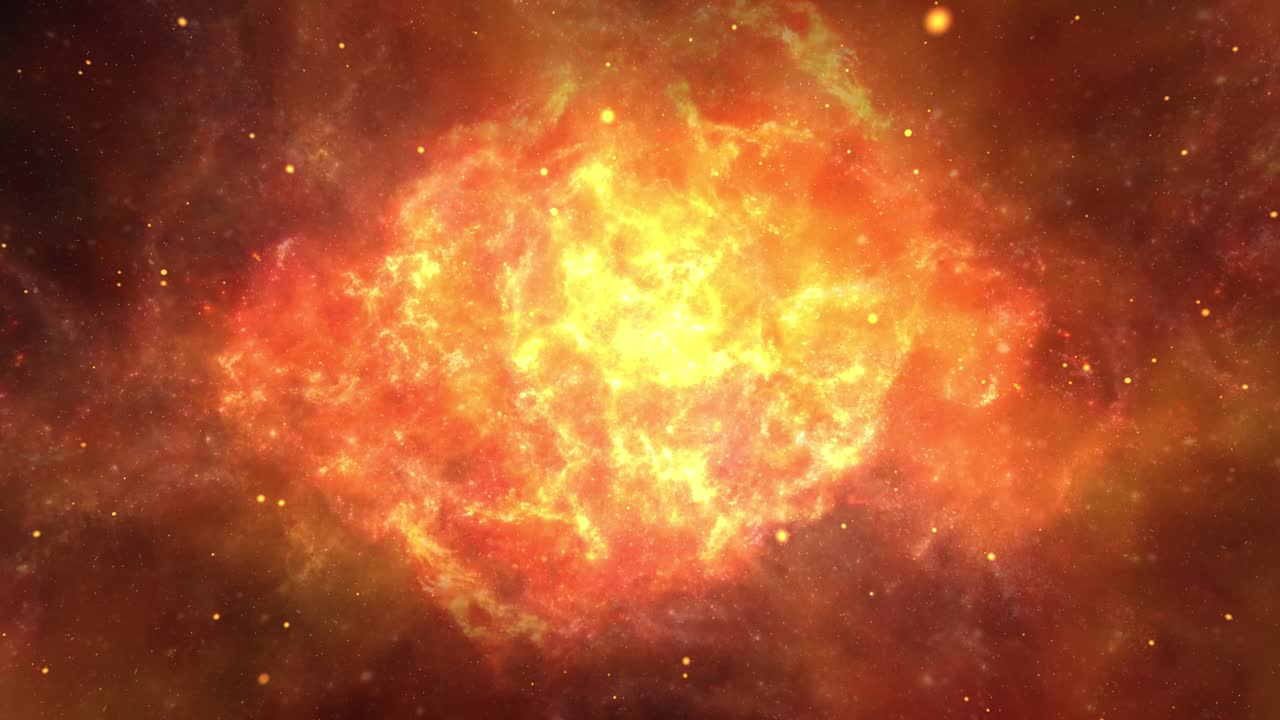 Yellow loop futuristic space Galaxy particles in bright round energy structure Animation.