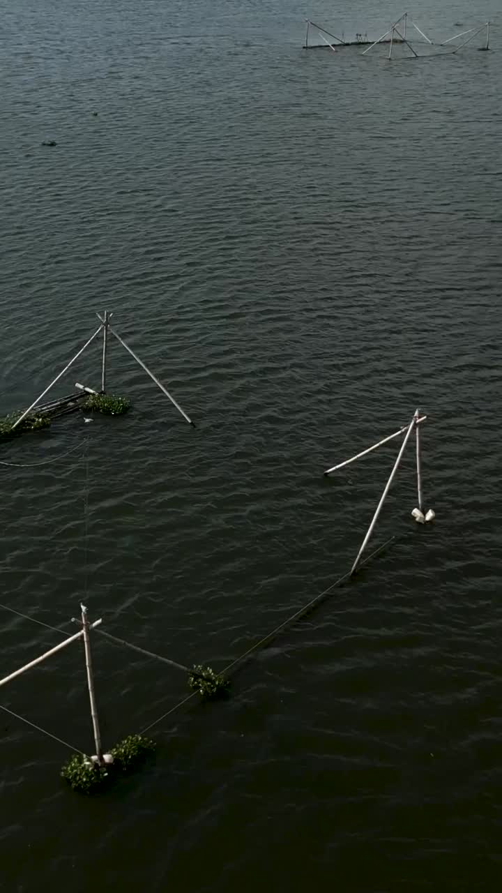 Fishing Traps in a Calm Lake