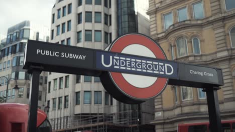 charing cross underground station sign in london