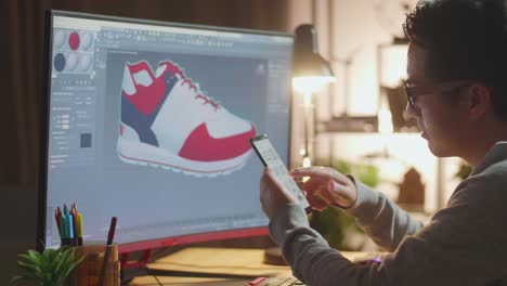 designer working on shoe design on a computer