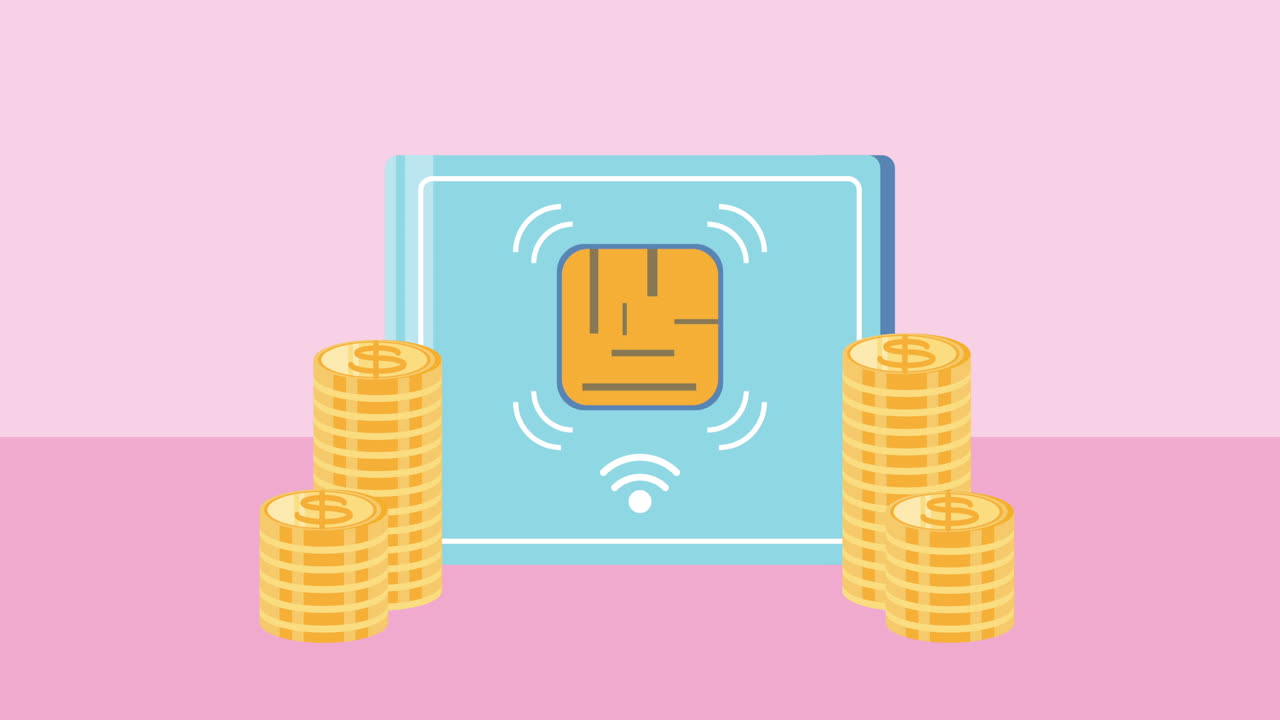 과 동전을 가진 전자 상거래 애니메이션