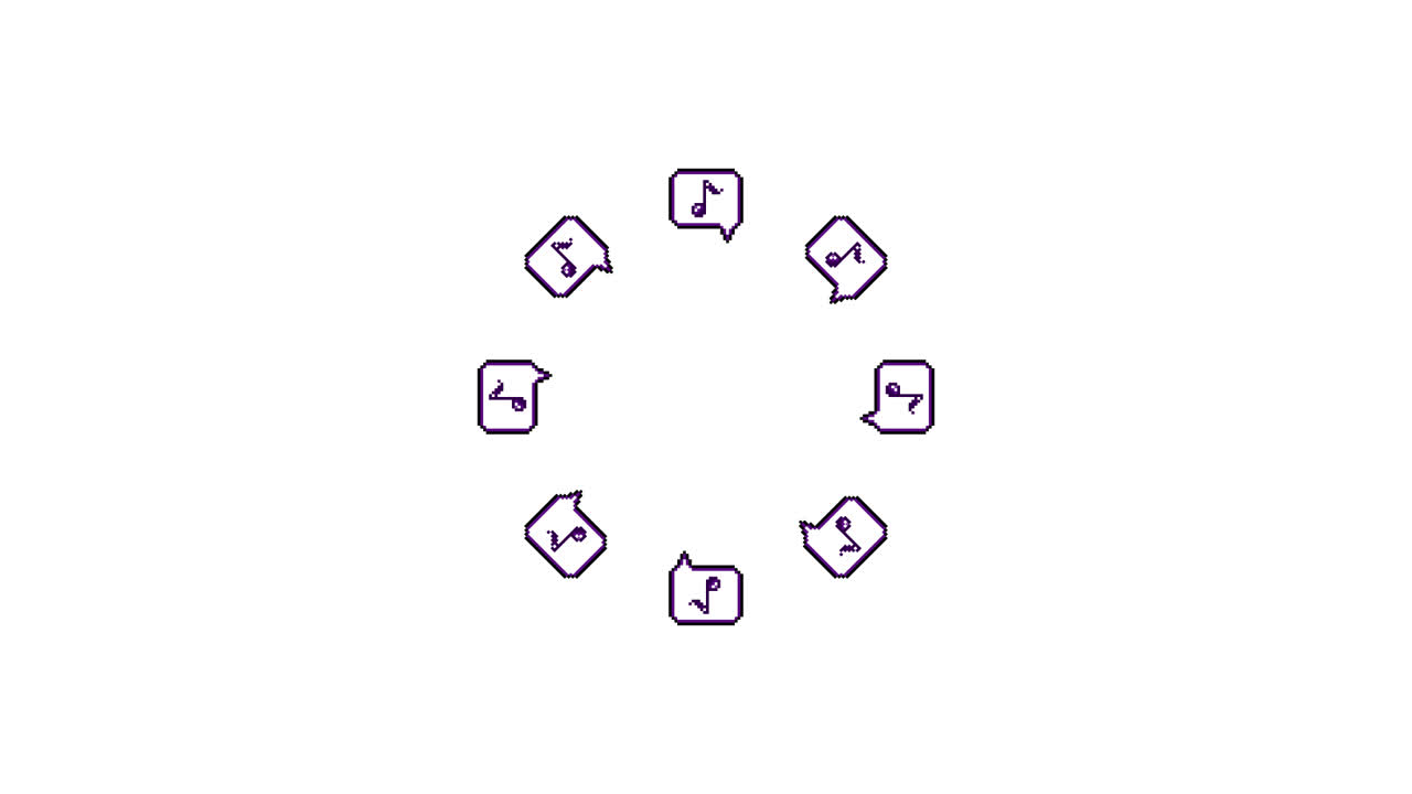 Pixel Art Speech bubble Eighth note Spinning Circle Animated Overlay Transparent 30fps (7)