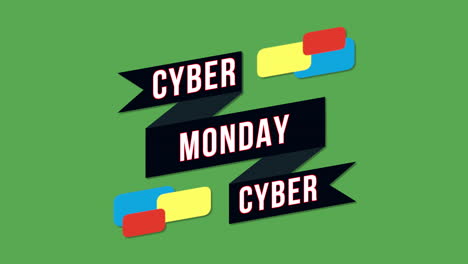 Cyber-Monday-with-rainbow-and-colorful-shapes-on-green-gradient