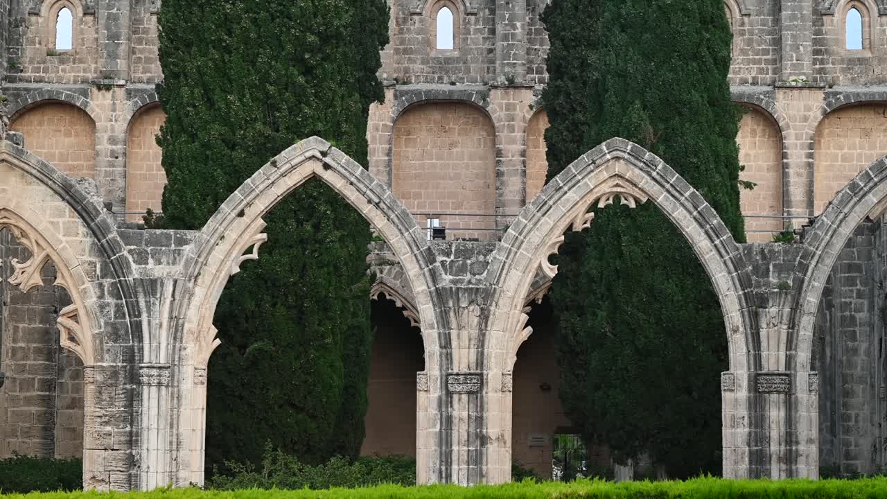 View of the Bellapais Abbey ruins in Bellapais, Northern Cyprus