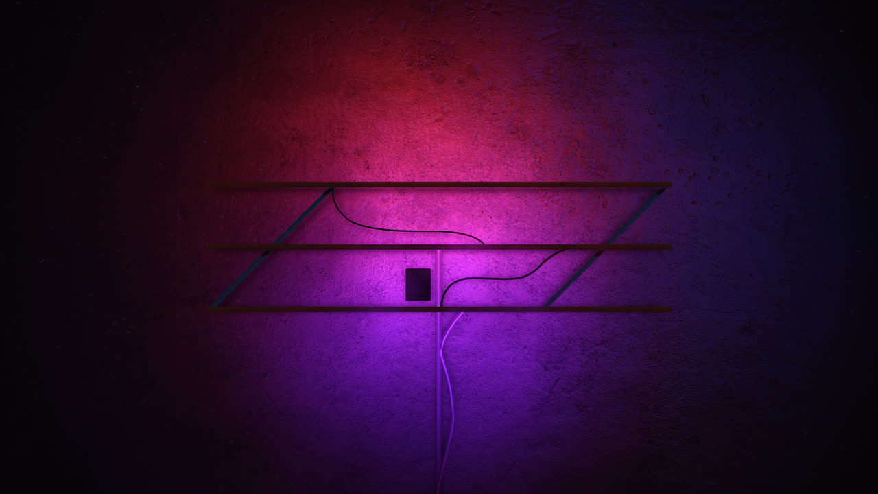 Club glowing neon lights on wall