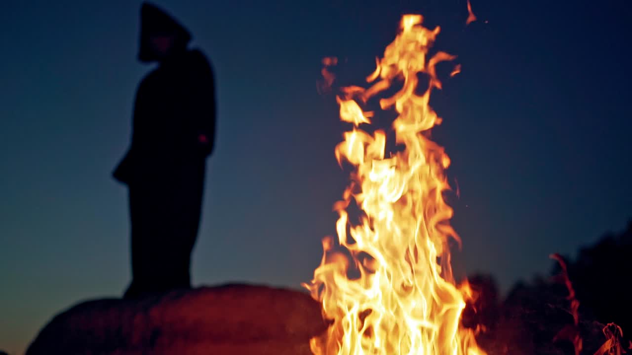 Mysterious night with witch. Terrible ugly witch conjure at night