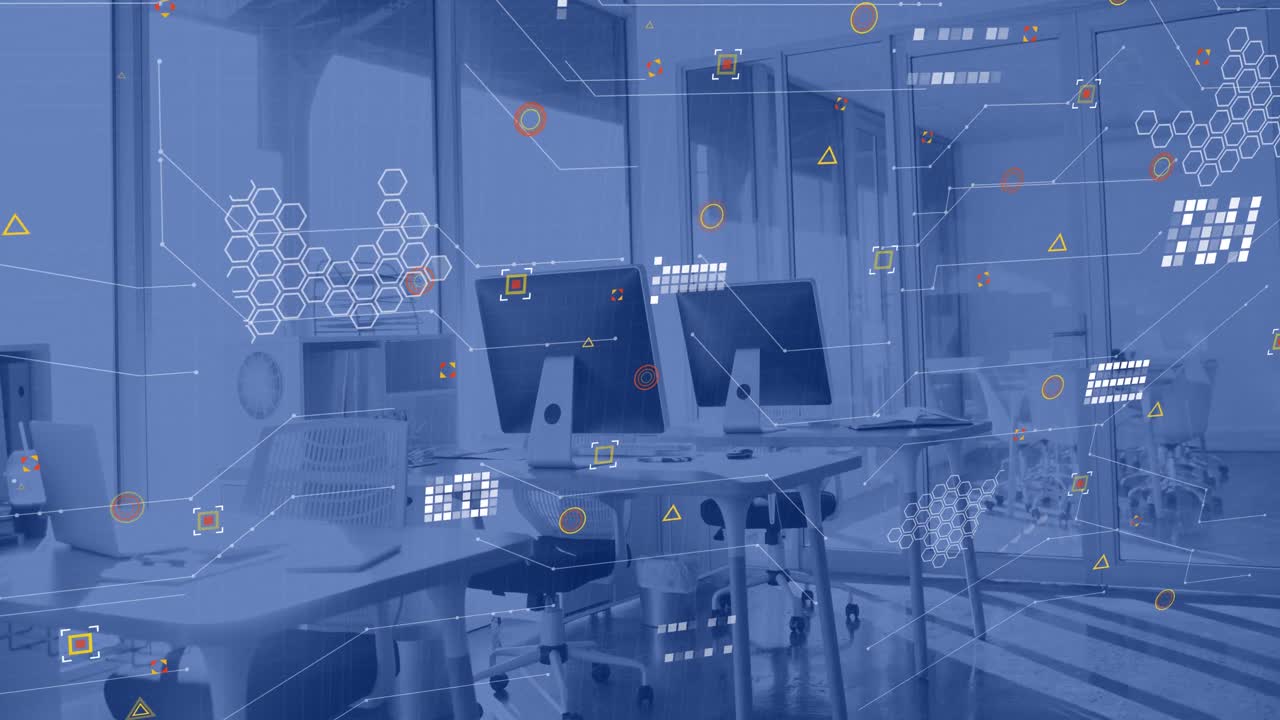 빈 사무실에서 재무 데이터 처리의 애니메이션