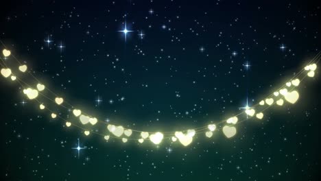 animation of glowing strings of fairy lights and glittering stars