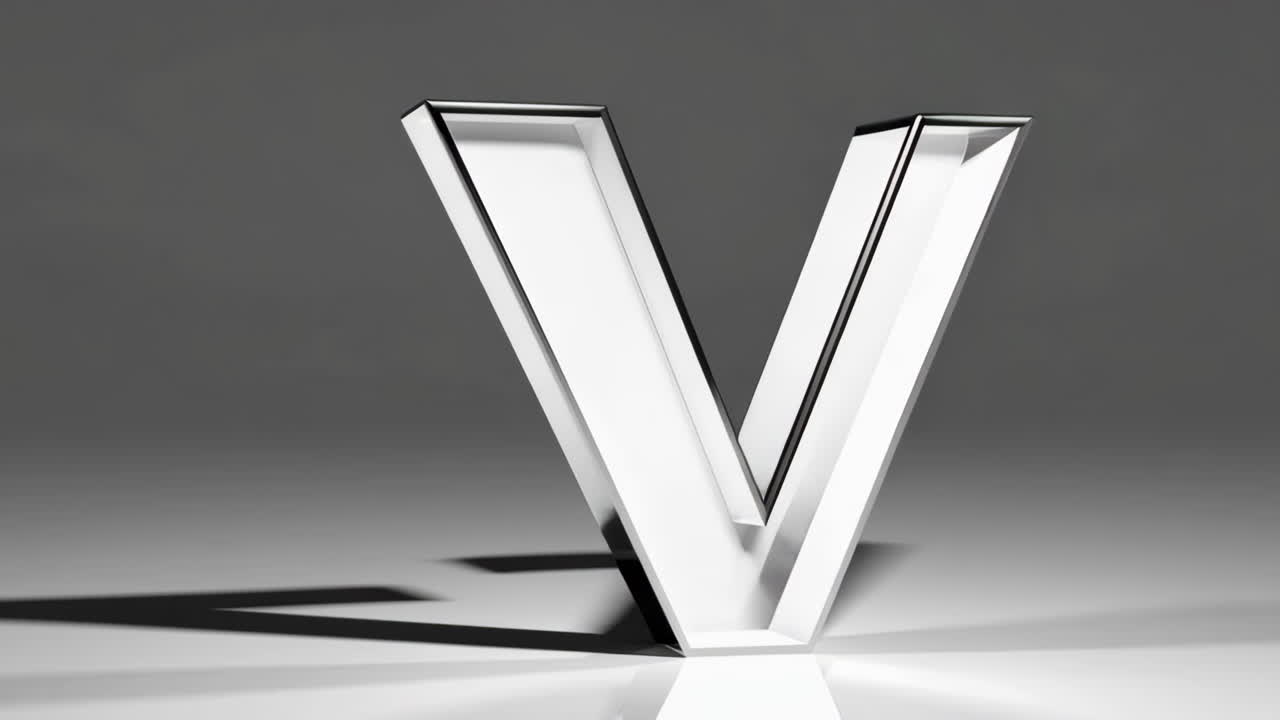 3D Rendered Uppercase Letters "V" and "I"