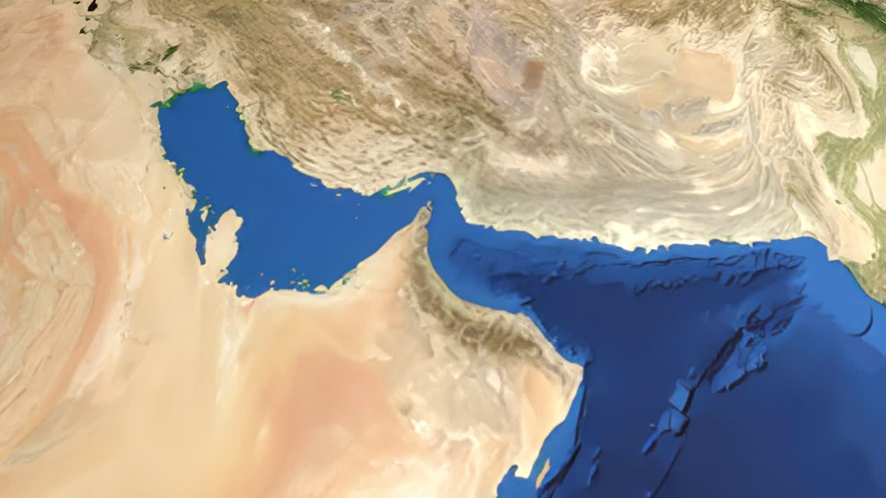Digital globe rotates and zooms from space into a detailed map pinpointing Qatar's location