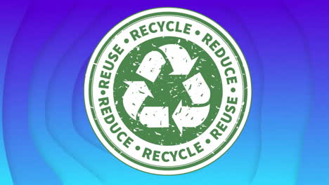 animación del letrero de reciclaje en fondo azul
