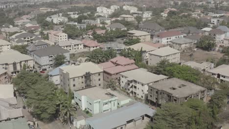 aerial view of houses closely packed