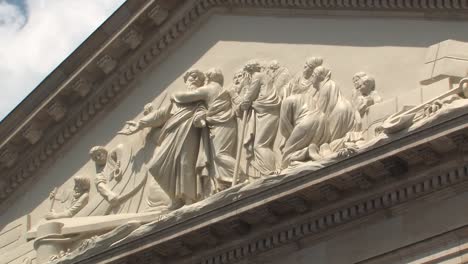 medium shot of facade of french cathedral of friedrichstadt at gendarmenmarkt, französischer dom, berlin, germany-1