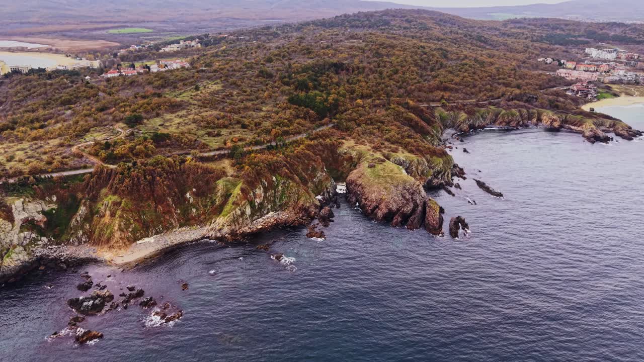 Scenic aerial view showcasing Bulgaria's coastal landscape