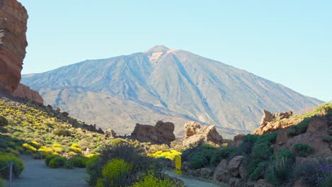 Beautiful-natural-rock-formations-and-mountains-in-Tenerife,-pan-view