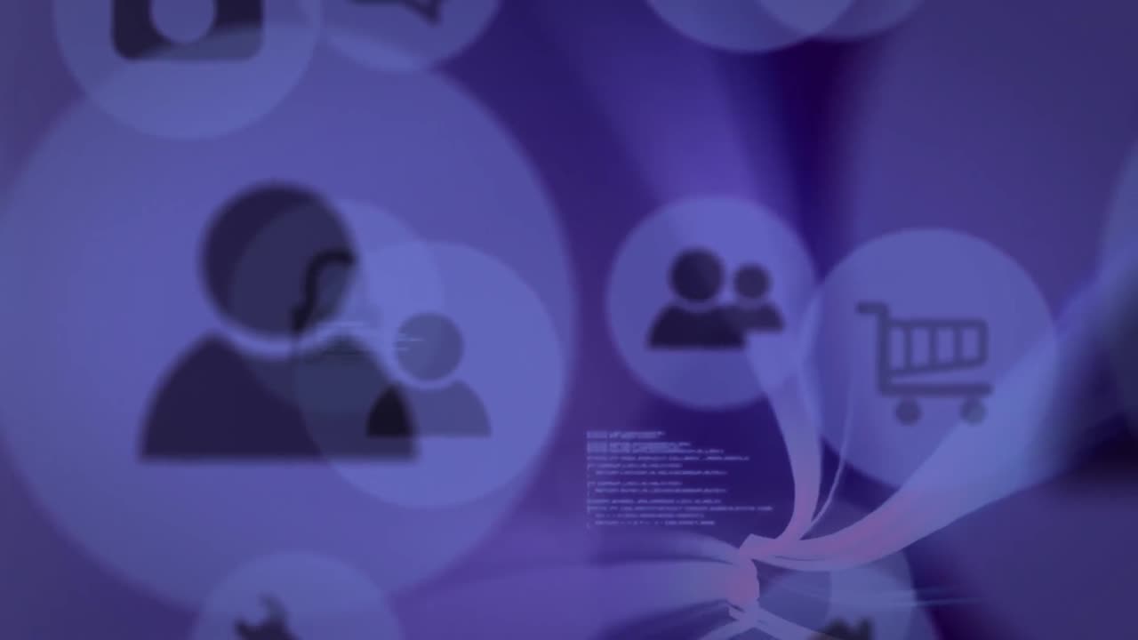 animación de los datos en fondo púrpura